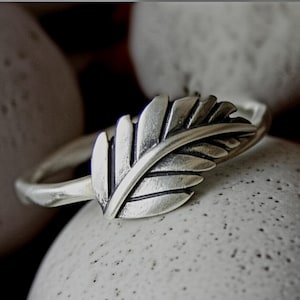 Sterling Silver Leaf Ring | Oxidized Nature Jewelry | Botanical Boho Ring | Rustic Leaf Ring | Gift for Her | Minimalist Ring | Mothers Gift