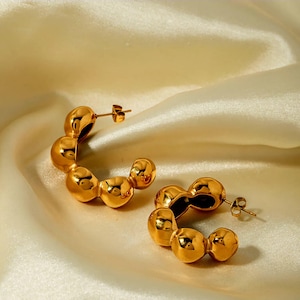 Thick Gold Hoop Earrings, Chunky Statement Hoops, Unique Sculptural Jewelry, Hypoallergenic Earrings for Women, Modern Everyday Earrings