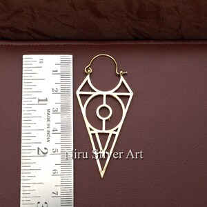 Geometric Brass Hoop Earrings, Bold Tribal Cutout Earrings, Lightweight Boho Statement Jewelry, Festival Wear Gift for Her, Handmade Art