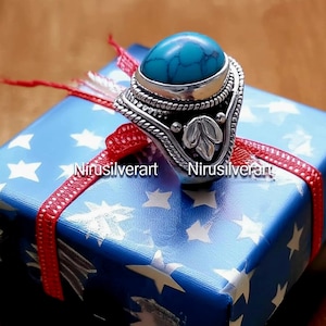Echter Türkis Ring, Silber Türkis Ring, Handgemachter Ring, Vintage Ring, Blauer Edelstein Ring, Boho Türkis Ring, Geschenk für sie, Geschenk Ring