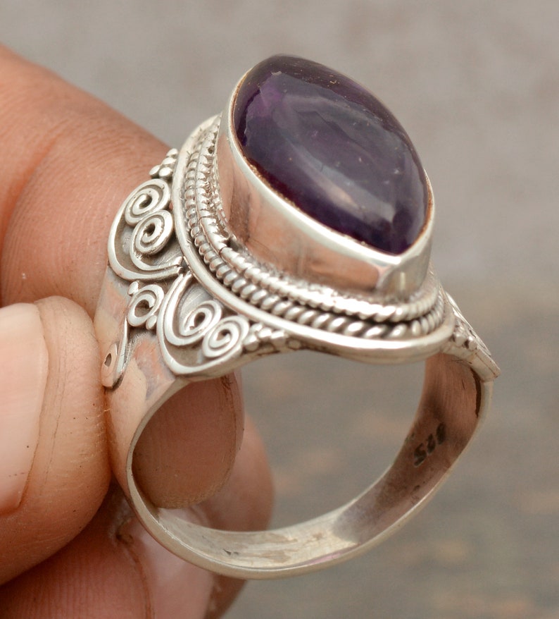 Amethyst Engagement Ring February Birthstone Ring Natural Purple Amethyst Ring