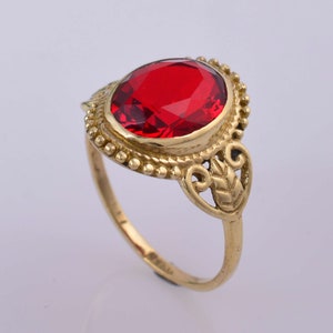 Red Gemstone Ring, Brass Ring, Handmade rings, Brass Jewelry, Engagement ring, Gemstone Ring, Women's  ring, Gift For Her