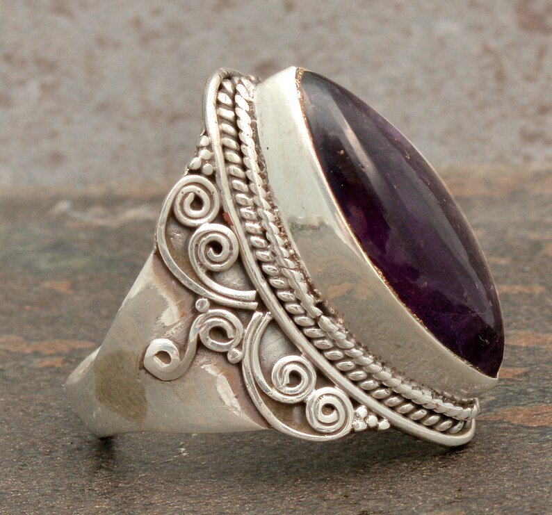 Amethyst Engagement Ring February Birthstone Ring Natural Purple Amethyst Ring