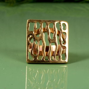 Rectangle Signet Ring Raw Brass Ring ,Boho ring,Handmade ring,Classic ring, Ring for her ,  Women&#39;s  ring,