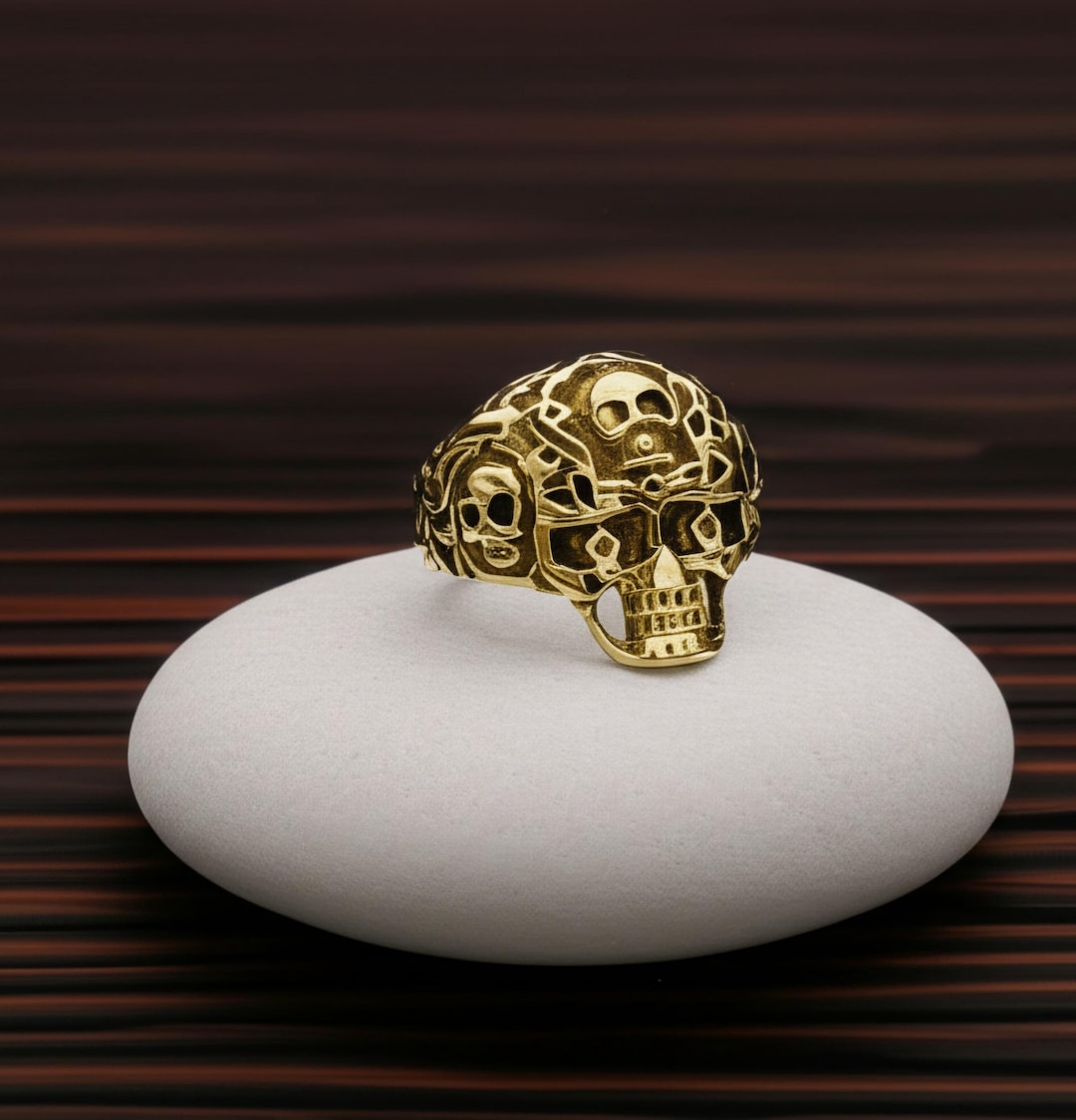 Decayed Skull Ring, Gold Men's Skull Ring, Rings for Men, Skull Ring ...