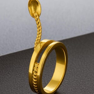 Gold Spoon Ring – Unique Adjustable Jewelry, Whimsical Statement Ring, Handmade Artistic Gold Ring , Gift For Her , Rings For Women