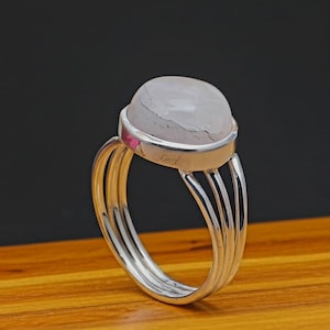 Moonstone Ring, Sterling Silver Ring, Boho Ring, June Birthstone, Genuine Moonstone, Oval Gemstone Ring, Minimalist Jewelry, Gift for Her