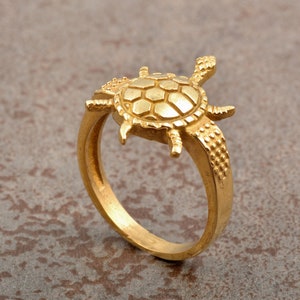 18k Gold Tortoise Kuber Ring, Turtle Gold Ring, Turtle Ring, Handmade Ring, Meditation Ring, Ring for Her, Gradation Gift