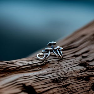 Sterling Silver Mushroom Cluster Ring, Whimsical Fungi Ring, Mushroom Brass Jewelry,  Cottage core Mushroom Ring, Adjustable Mushroom Ring