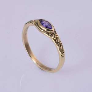Amethyst Ring 18K Gold for Women Kyklos Jewelry - February Birthstone Stacking Minimalist Dainty 6mm 8mm or 10mm