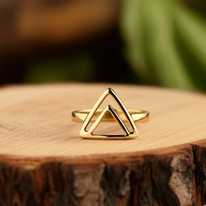 Geometric Triangle Ring | Gold Statement Ring | Minimalist Open Triangle Design | Modern Abstract Jewelry | Everyday Gold Ring | Gift Ring