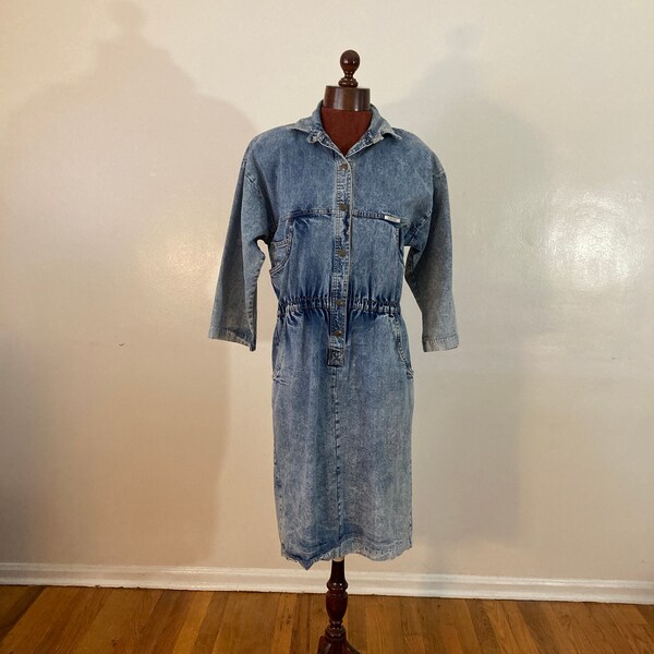 Acid Washed Cargo Midi Dress