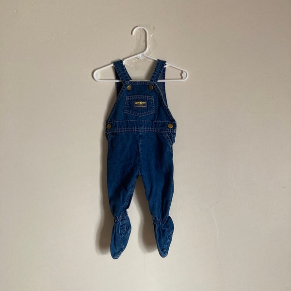 Vintage 6/9 m. Footed Osh Kosh B'Gosh Overalls; Jeans Overalls