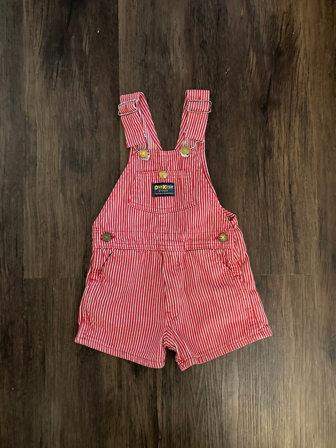 Vintage 4T Osh Kosh B’gosh Overalls Railroad Stripe Overalls Red and