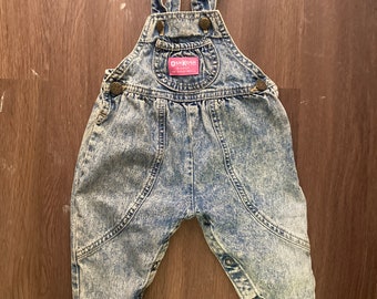 Vintage 3/6 m. Acid Washed Osh Kosh Overalls; Osh Kosh B'Gosh