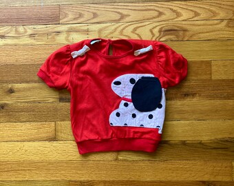Vintage 3T Red Puppy Shirt; Dalmatian Top; Kid's Puppy Sweater Shirt; 3T Dalmatian Sweater; 3T Red Sweatshirt
