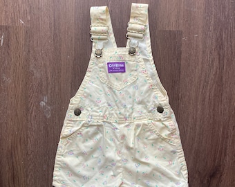Vintage 18m. Macacão Osh Kosh Floral Amarelo Pálido; Macacão Amarelo Osh Kosh; Osh Kosh B'Gosh.