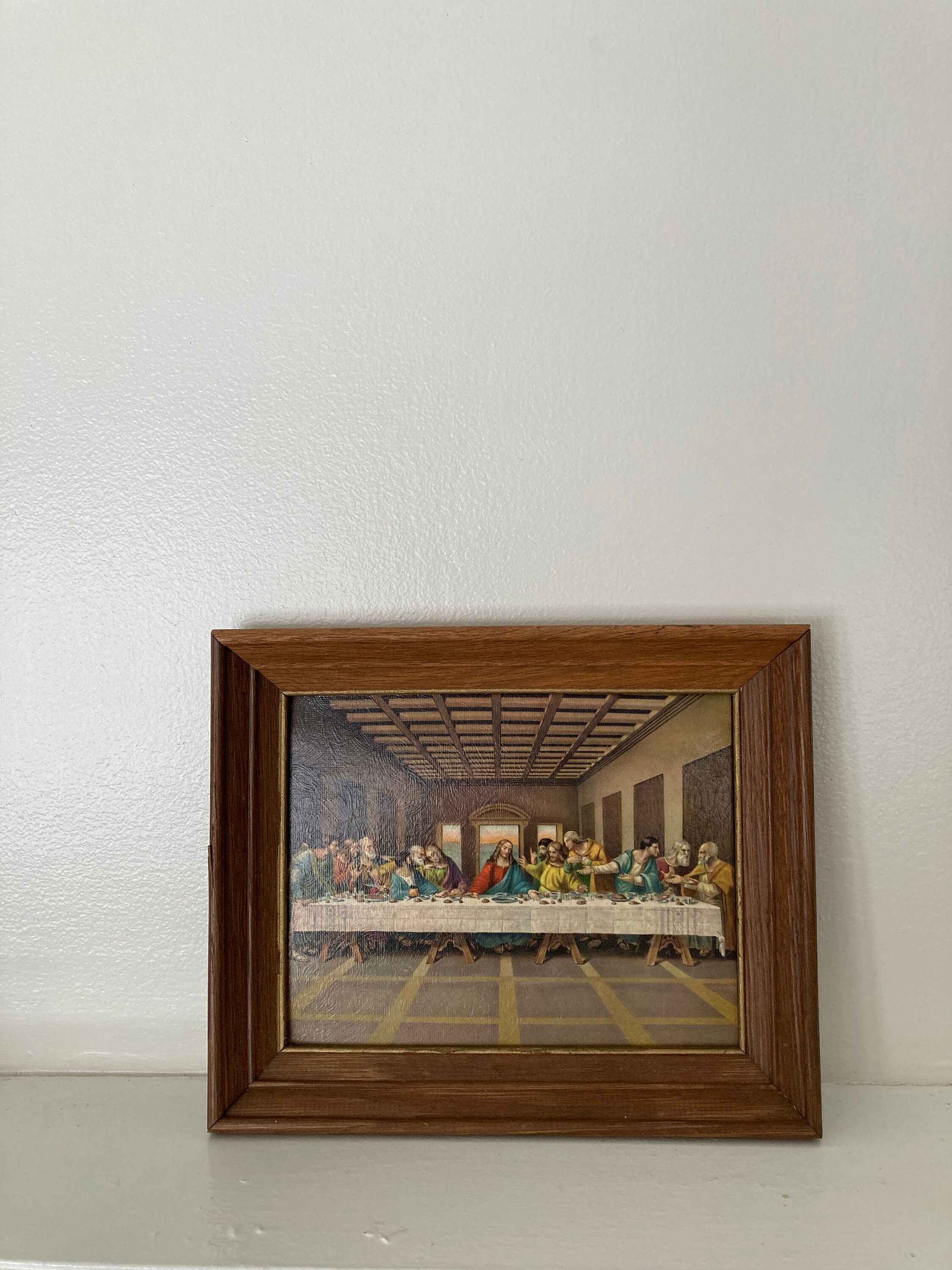 Vintage Wood Framed the Last Supper Painting Etsy