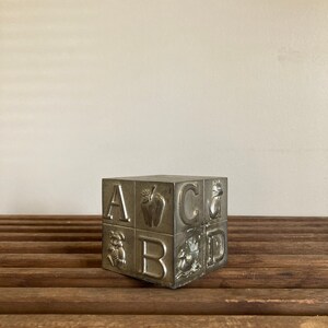 Vintage ABC Piggy Bank; Silver Piggy Bank; Coin Bank; Kid&#39;s Bank