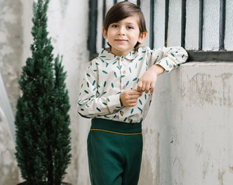 Toddler Boy Lyocell Trousers & Cotton Shirt Set - Green, Eco Friendly