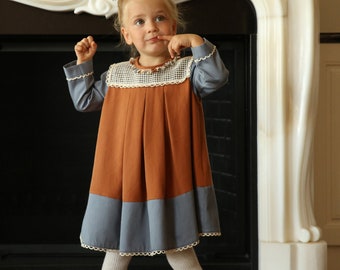 Bonbonian Unique Elegant Toddler Girl Kids Dress - Sustainable Eco Friendly Stylish Gift for Christmas and Birthday Chic Children - ORANGE