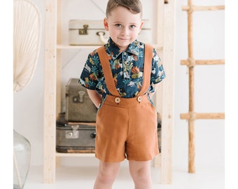Handmade Lyocell Toddler Shorts and Cotton Shirt Set