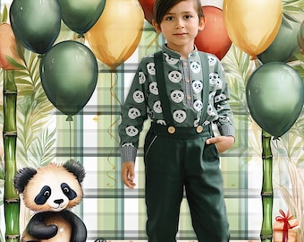 Toddler Boy Salopet Trousers & Shirt Set – Sustainable Kids Outfit