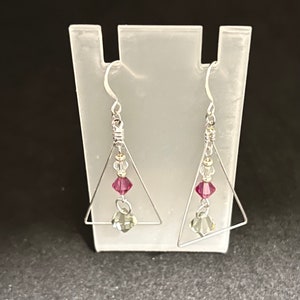 Boucles d&#39;oreilles en cristal Swarovski sur acier inoxydable et composants en argent sterling