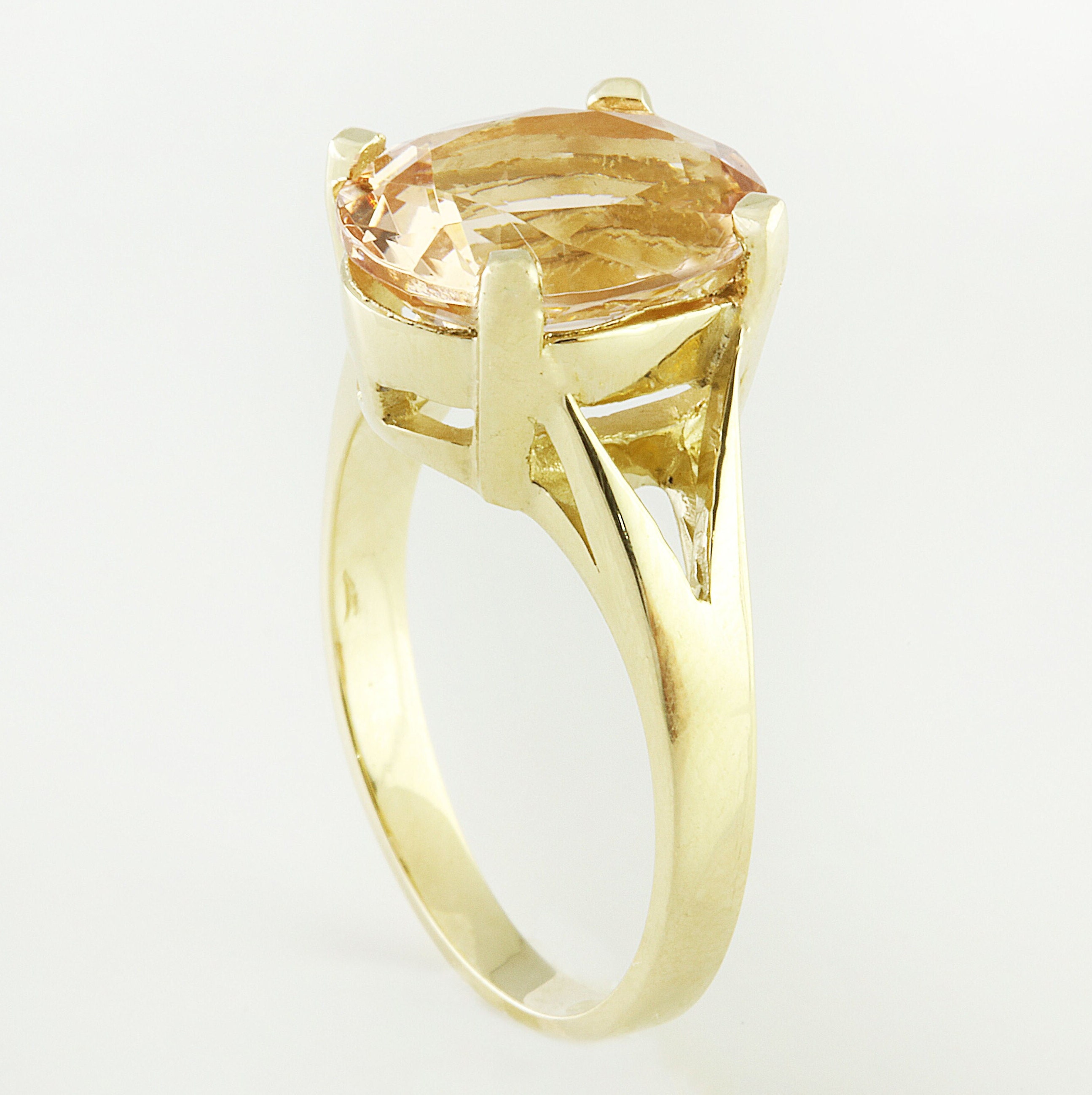 Morganite Gold Ring, 14K Solid Gol, Oval Morganite 12x10 Mm, Gift for ...