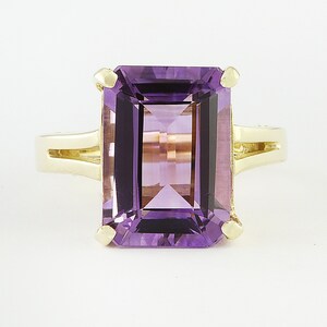 Amethyst Ring, Yellow Gold Ring, Gift For Her, Mother's Day, Statement Ring, Emerald Cut, MerryMoon Jewelry, February Birthstone, Prom Ring image 7