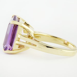 Amethyst Ring, Yellow Gold Ring, Gift For Her, Mother's Day, Statement Ring, Emerald Cut, MerryMoon Jewelry, February Birthstone, Prom Ring image 5