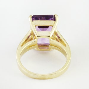 Amethyst Ring, Yellow Gold Ring, Gift For Her, Mother's Day, Statement Ring, Emerald Cut, MerryMoon Jewelry, February Birthstone, Prom Ring image 6