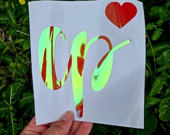 Tvåbokstavs initialmonogram, vinyldekalklistermärke, holografisk dekal, initialdekaler, dekaler med initialer, personligt klistermärke