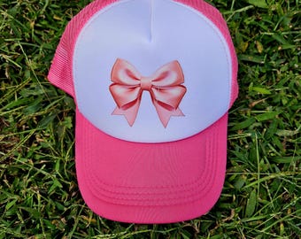Coquette Pink Trucker Hat with Big Bow: Trendy Trucker Cap
