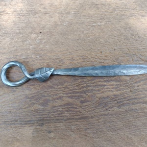 Letter opener hand forged from stainless steel, floral motif
