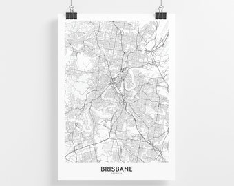 Brisbane Map Print Etsy