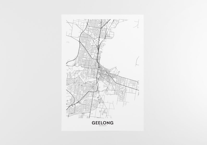 Geelong City Map Print City Map Wall Art Geelong Australia Etsy