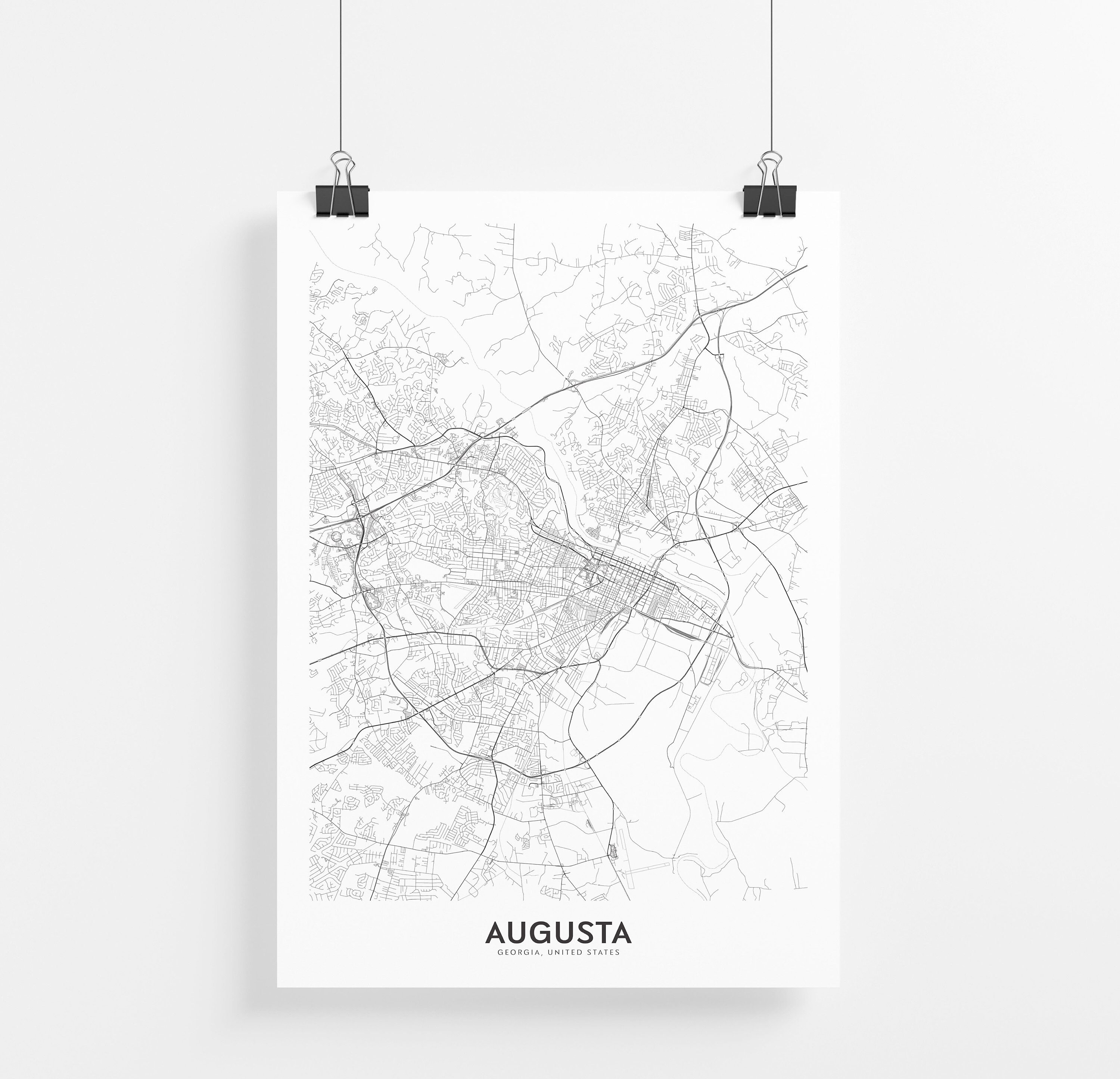 Augusta Map Print City Map Wall Art Augusta Georgia Map | Etsy