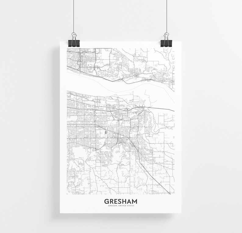Gresham Map Print City Map Wall Art Gresham Map Travel Etsy