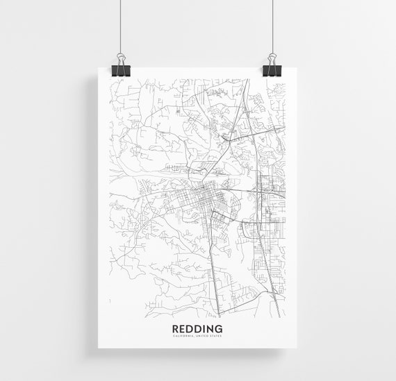 Redding Map Print City Map Wall Art Redding California Map | Etsy