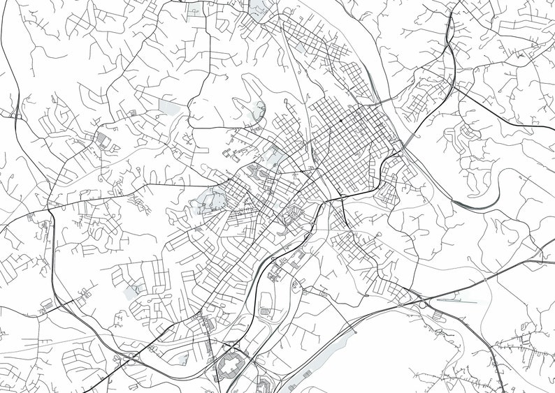 Lynchburg City Map Print City Map Wall Art Lynchburg Map Etsy