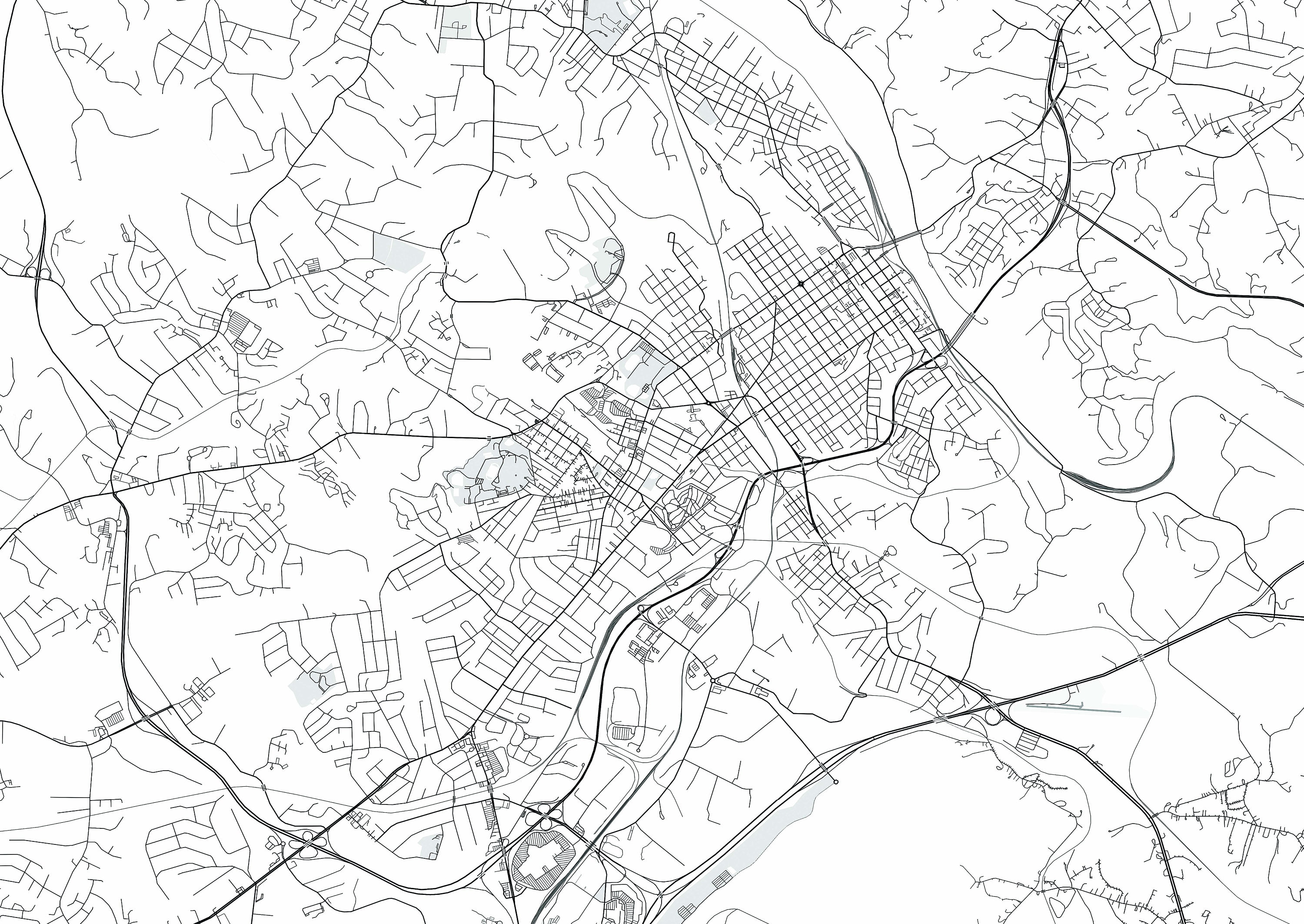Lynchburg City Map Print City Map Wall Art Lynchburg Map Etsy