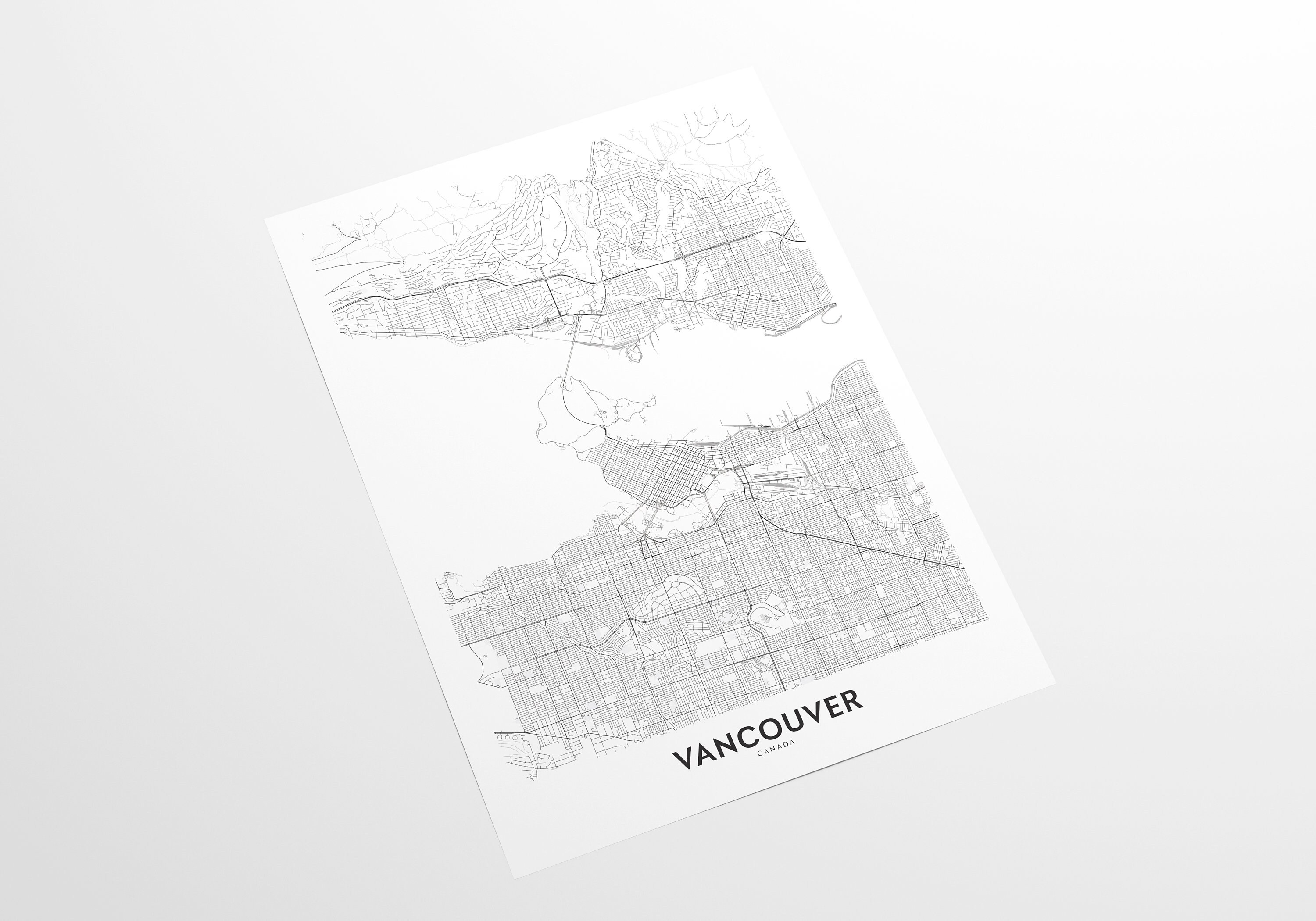 Vancouver Map Print City Map Wall Art Vancouver Map Travel Etsy