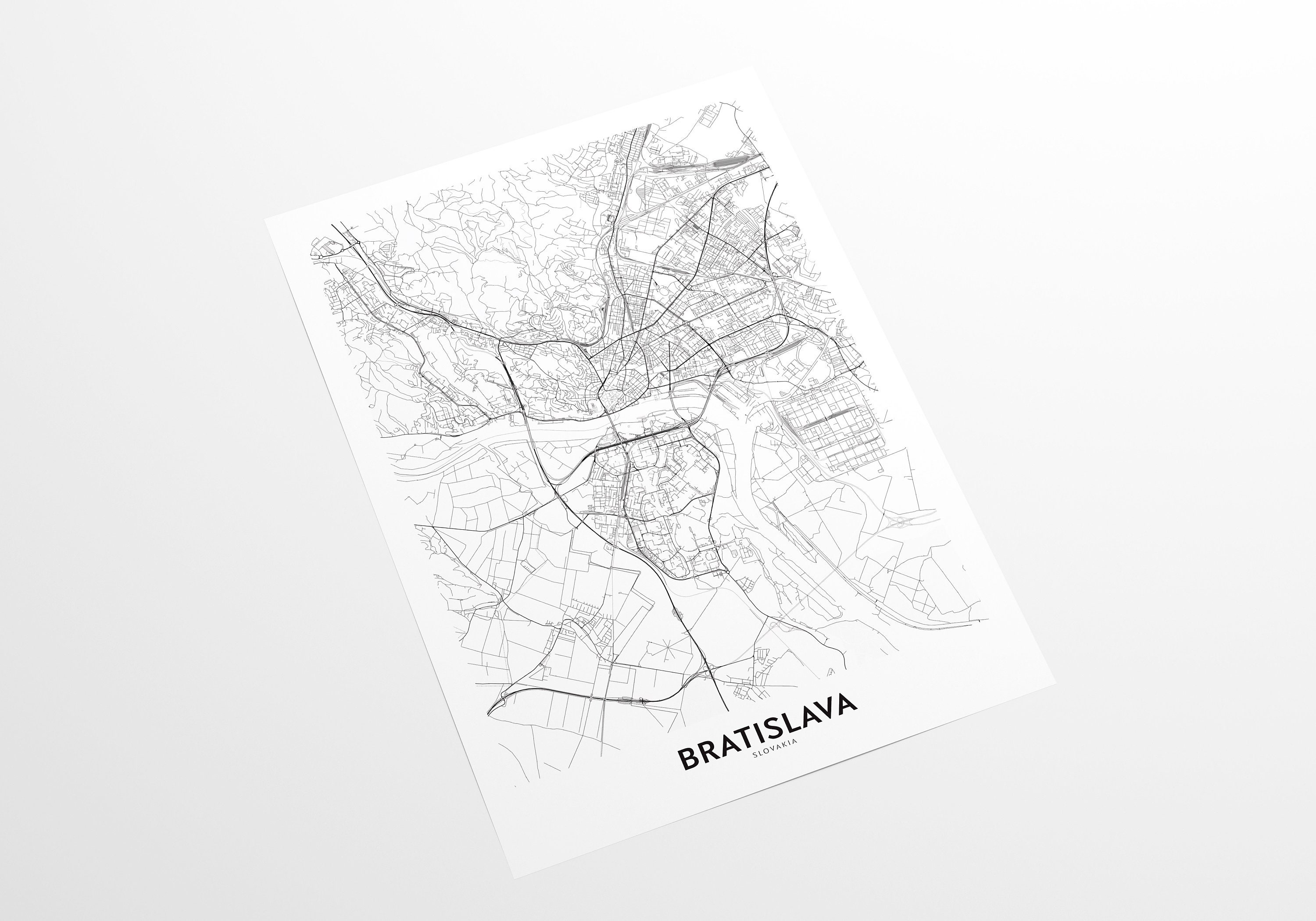 Bratislava Stadt Karte Druck Stadt Karte Wandkunst | Etsy