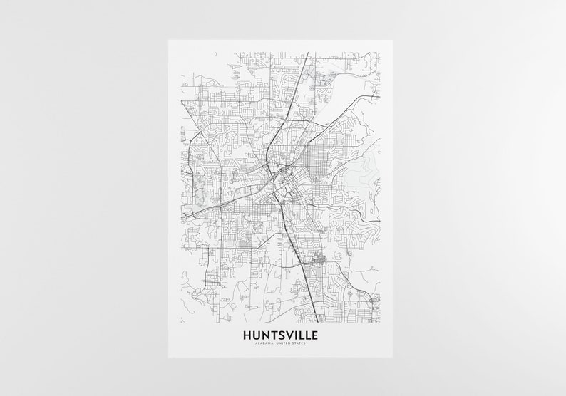 Huntsville Map Print City Map Wall Art Huntsville Map | Etsy