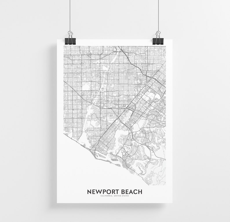 Newport Beach Map Print City Map Wall Art Newport Beach Etsy