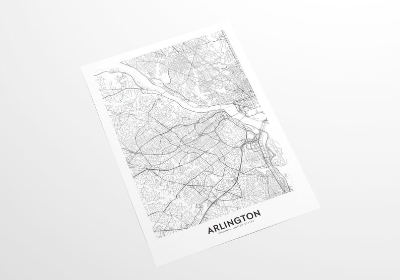 Wall Art Decor City Map Wall Art Wall Art Arlington City Map Print Travel Poster Arlington Virginia Map Print Arlington Map