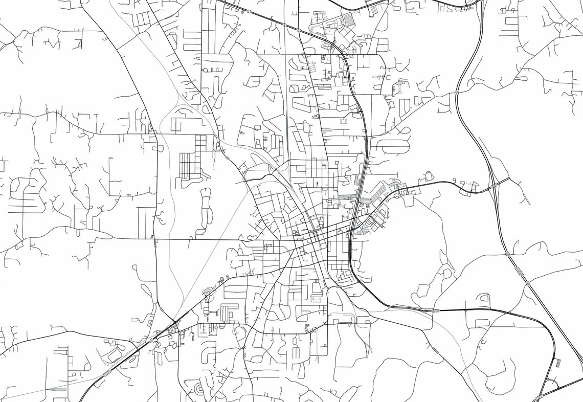 Cartersville Map Print City Map Wall Art Cartersville Etsy
