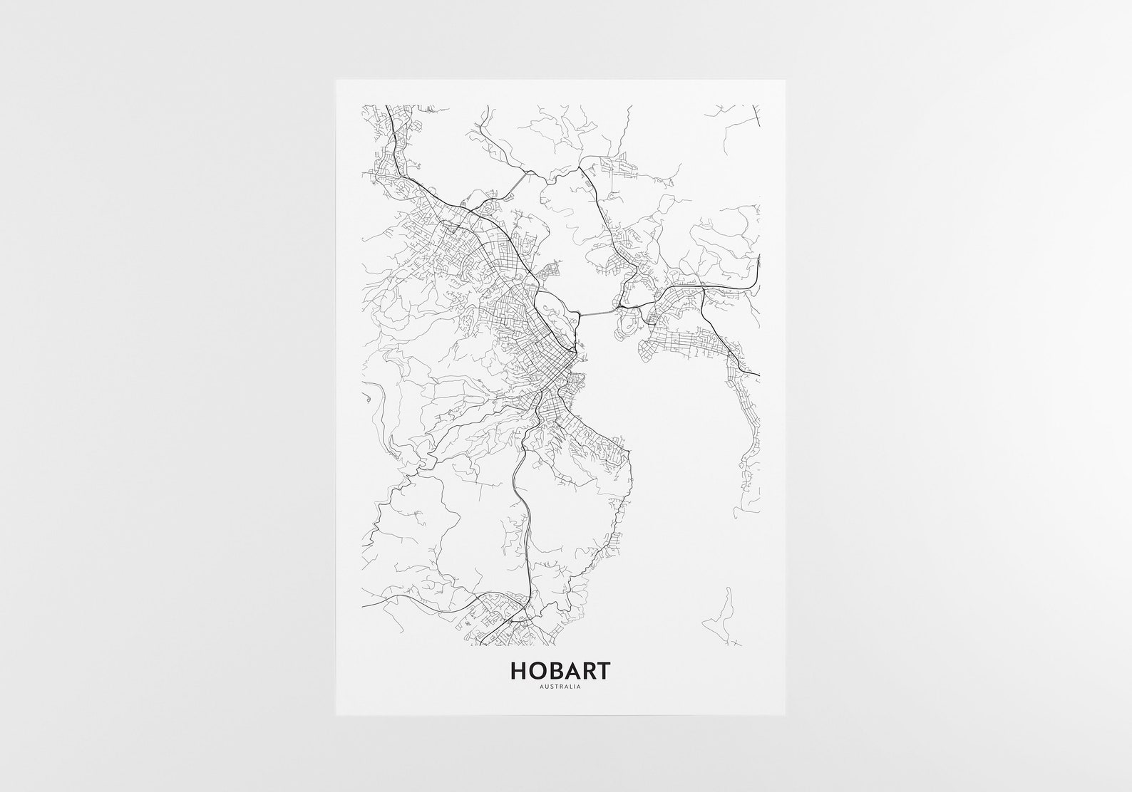 Hobart City Map Print City Map Wall Art Hobart Australia Etsy