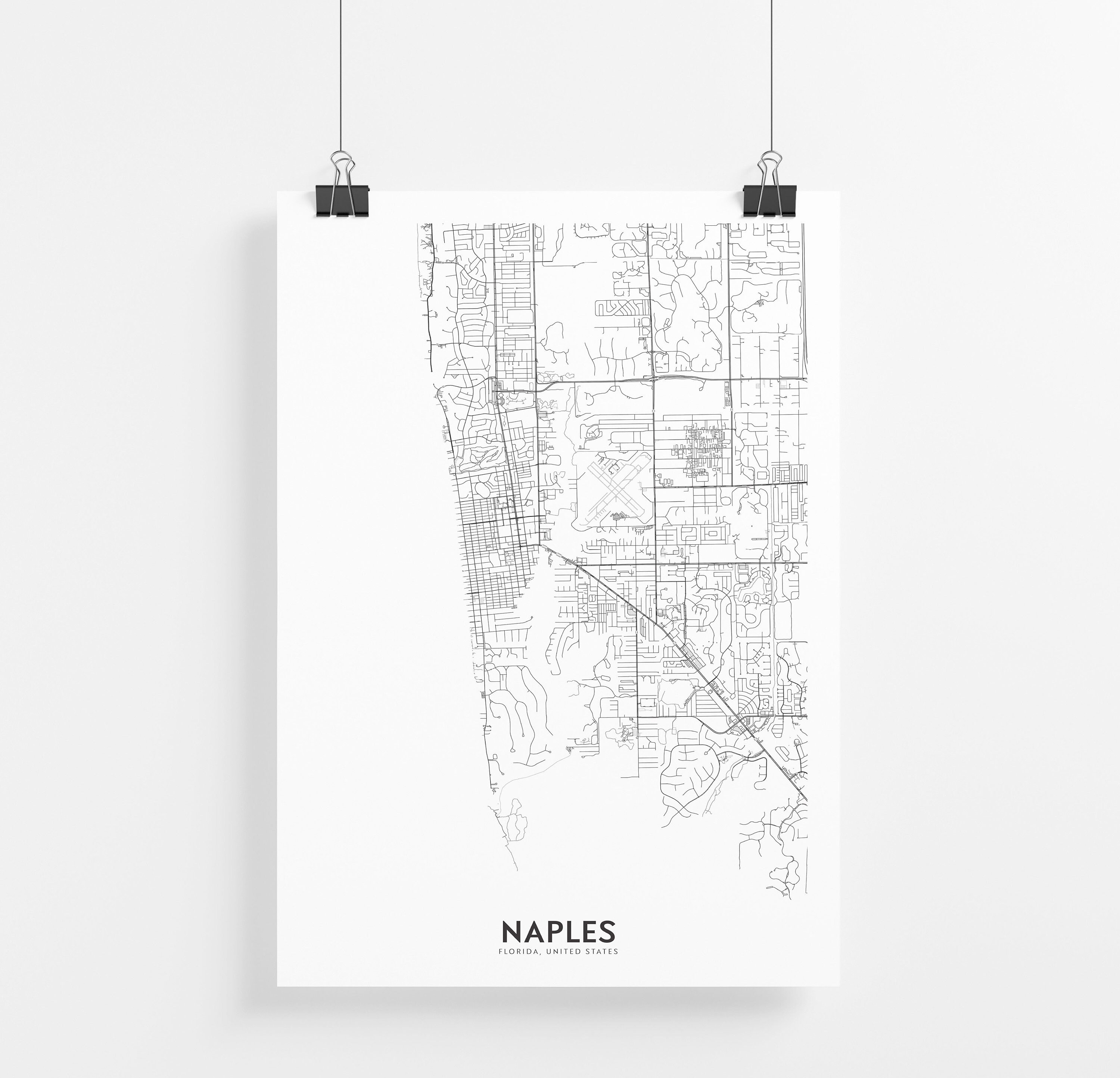 Naples City Print City Map Wall Art Naples Florida Map Etsy